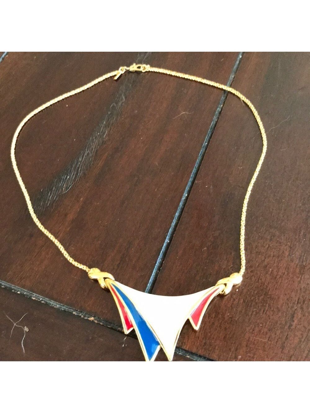 Painted red, white and blue Monet necklace